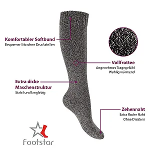 Термошкарпетки жіночі Footstar махрові гольфи (2 або 4 пари) Теплі зимові шкарпетки synthetic.ua - Фото 1
