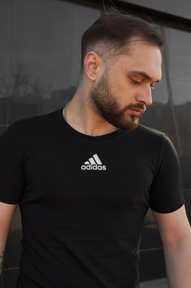 Футболка Adidas чорна лого центр, фото №5