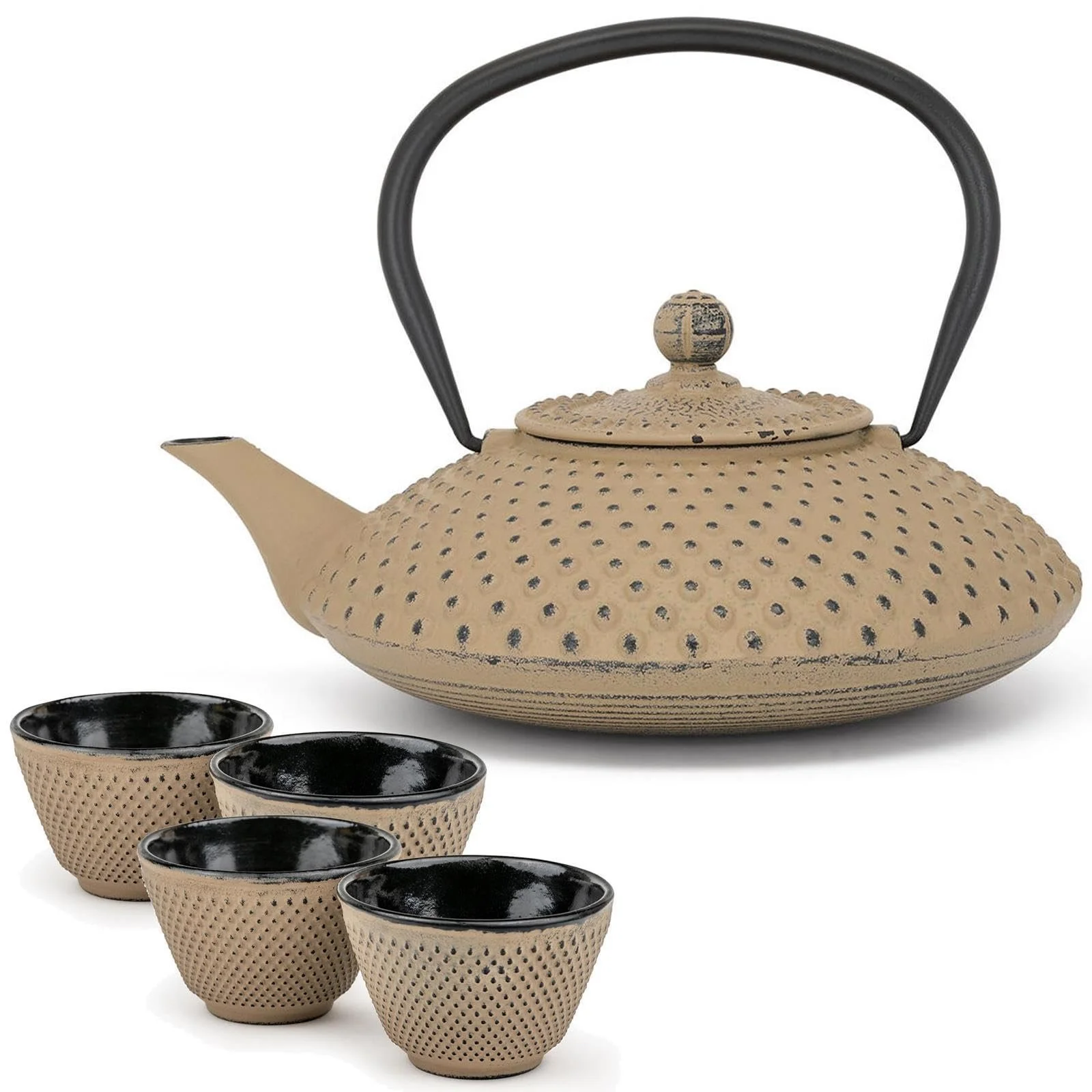 Чайник-заварник Чавунний Bredemeijer Flat Asia 1.25 літра Пісочний з 4 чайними чашками та фільтром для чаю, фото №1