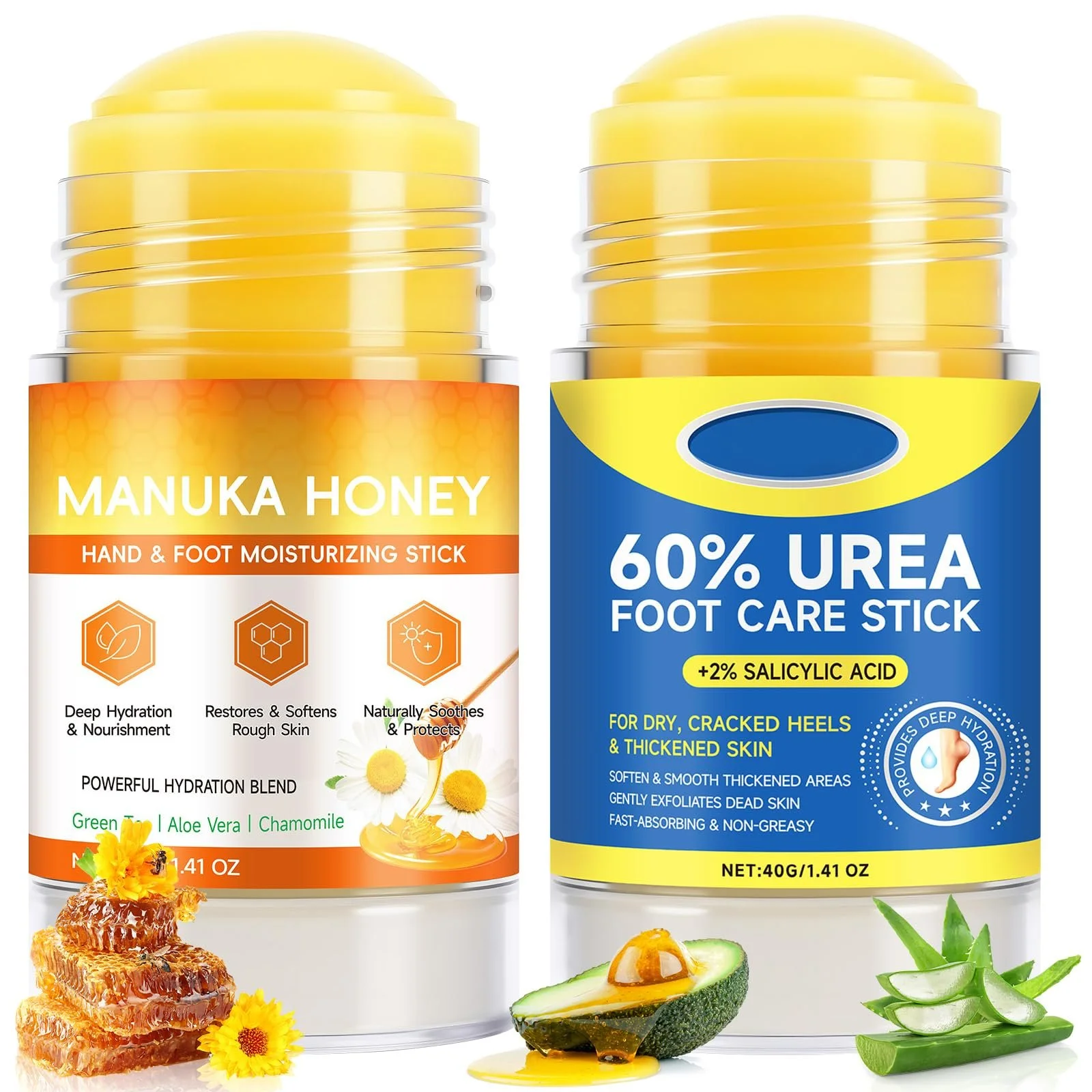 Набор кремов для ног с 60% мочевиной и медом Увлажняющий против трещин и зуда 2 шт., фото №1