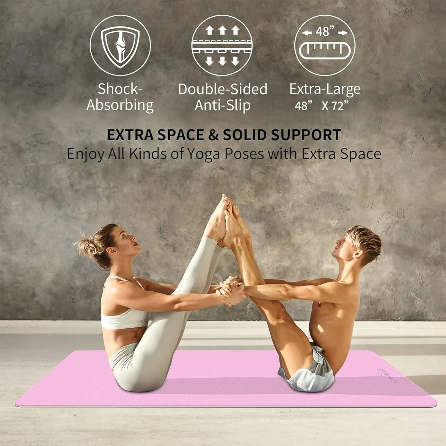 Килимок для йоги CAMBIVO 183 x 122 см Рожевий, фото №6