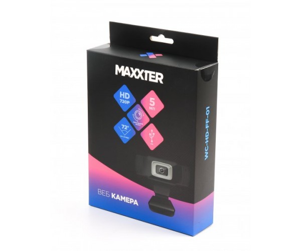 Web камера Maxxter WC-HD-FF-01 Black 1.3 Mpx 1280x720 Fixed-Focus USB 2.0, вбудований мікрофон (WC-HD-FF-01), фото №3