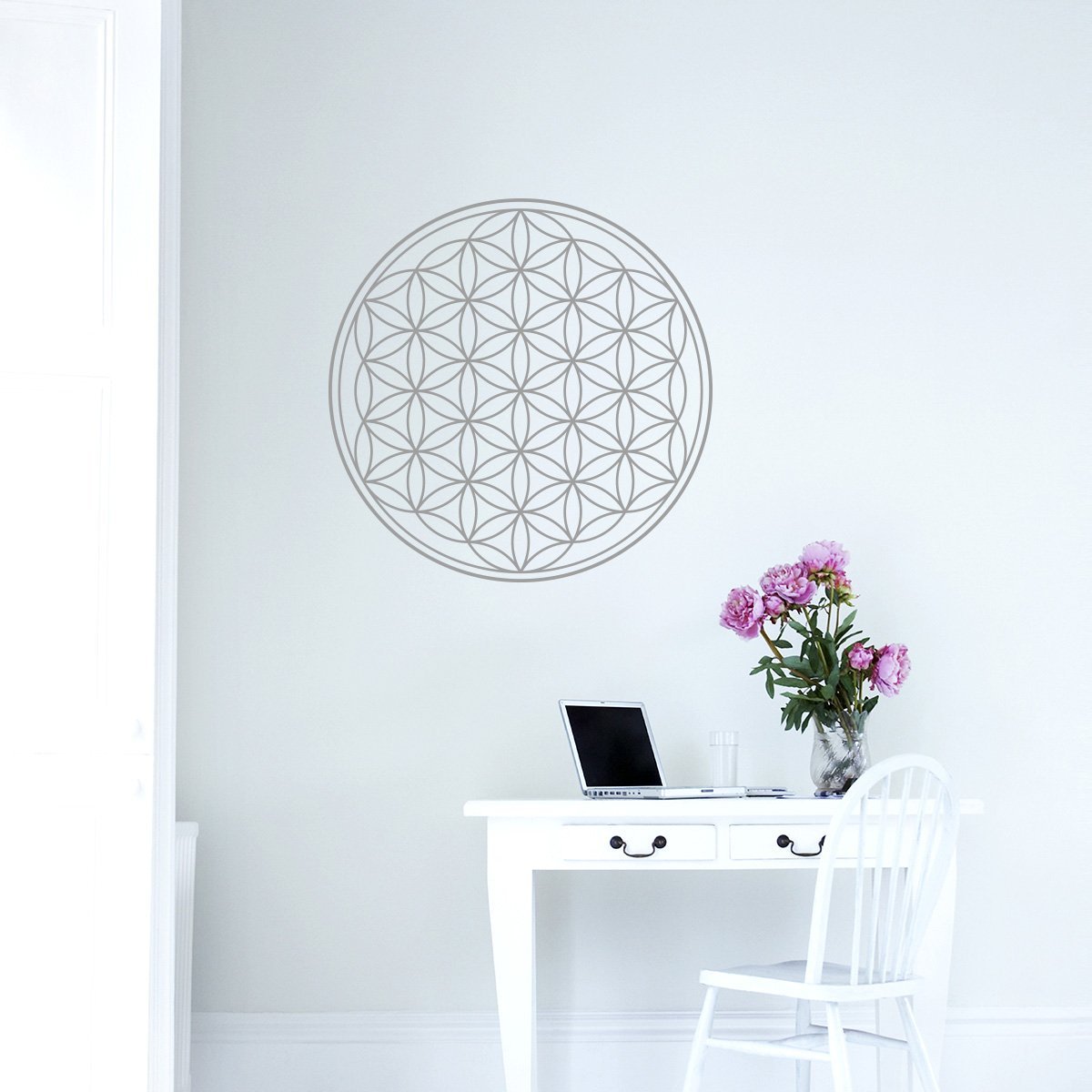Наклейка на стіну Flower of Life 60 x 60 см Середньо-сірий, фото №2