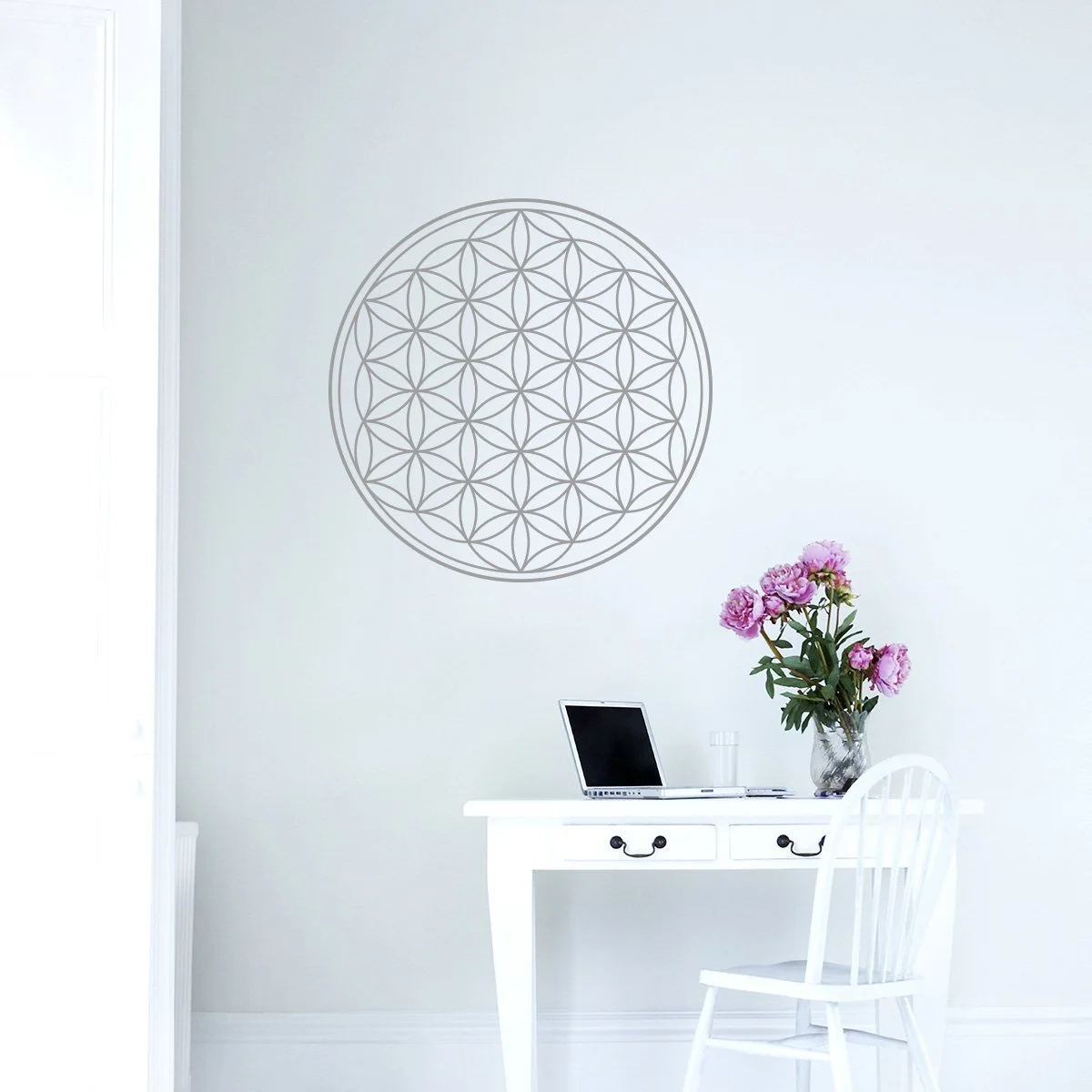 Наклейка на стену Flower of Life 60 x 60 см Средне-серый, фото №2