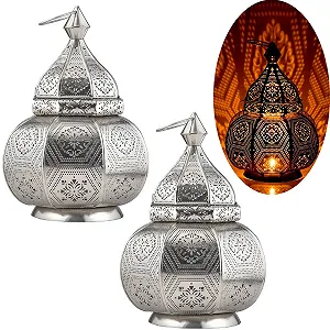 Набір з 2 ламп-ліхтарів Marrakech Mahana метал 30 см східний декор Срібляста - Фото 1