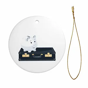 Скарбничка WINHGA Керамічна кругла з принтом Свинка у валізі synthetic.ua - Фото 1