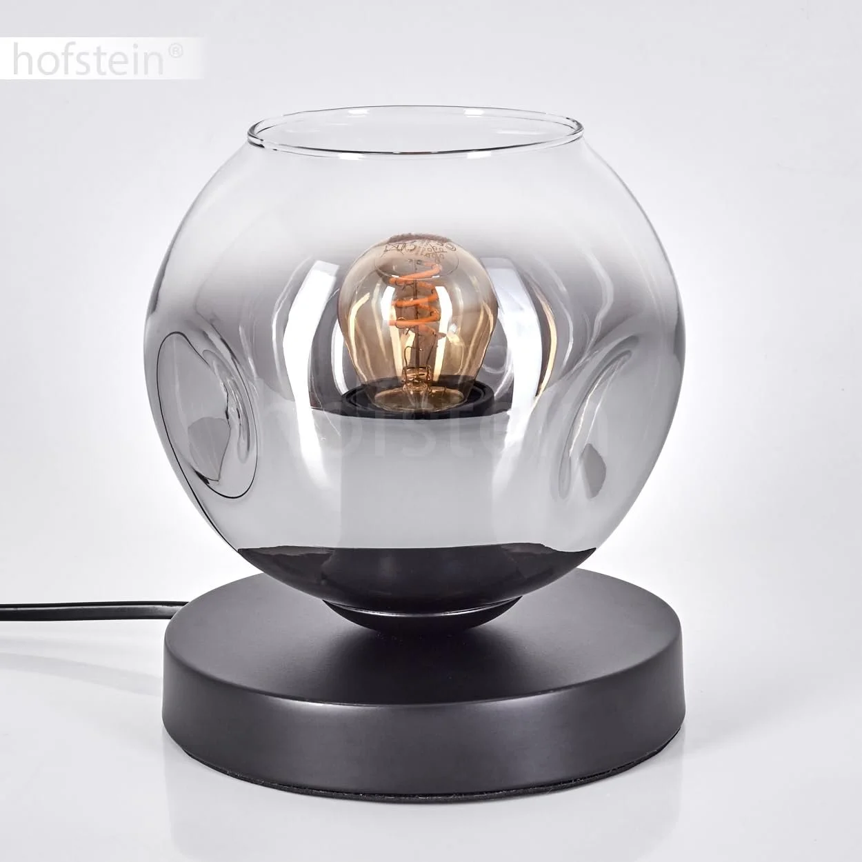 Настільна лампа Ripoll Metal/Glass Modern Retro/Vintage 15 см E27 Чорний/Димчастий/Прозорий, фото №9